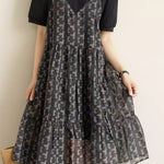 Casual faux two-piece ruffled dress - liwisi