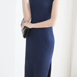 V-neck cap sleeve fitted dress with side slits in ribbed knit - liwisi