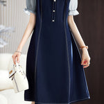 Chic Patchwork Denim Dress - liwisi