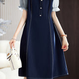 Chic Patchwork Denim Dress - liwisi