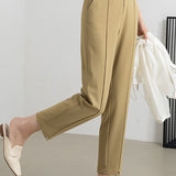 Solid color straight leg nine-point pants