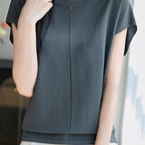 Minimalist versatile round neck top - liwisi