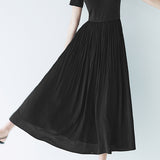 Solid Color Spliced Short Sleeve Dress