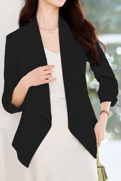 Solid color blazer without buttons - liwisi