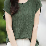 Hollow lace knit T-shirt