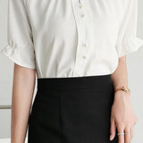 Ruffled new Chinese-style short sleeve shirt