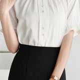 Ruffled new Chinese-style short sleeve shirt