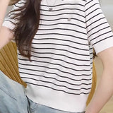 Lightweight striped knitted sweater