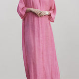 V-neck solid color loose dress