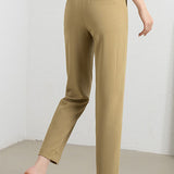 Solid color straight leg nine-point pants