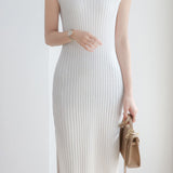 V-neck cap sleeve fitted dress with side slits in ribbed knit - liwisi