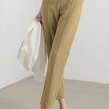 Solid color straight leg nine-point pants
