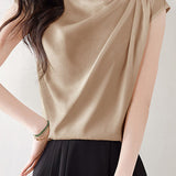 French design pleated short sleeve top