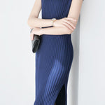 V-neck cap sleeve fitted dress with side slits in ribbed knit - liwisi