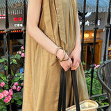 Solid color tie waist tank dress