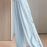 Loose Casual Spliced Lace Straight Pants - liwisi