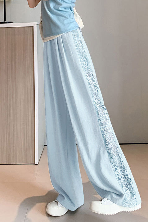 Loose Casual Spliced Lace Straight Pants - liwisi