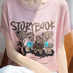 Lettered bear graphic short sleeve T-shirt - liwisi
