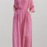 V-neck solid color loose dress