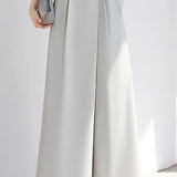 Minimalist high-waisted draped wide-leg pants