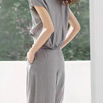 Casual flutter sleeve top with matching wide-leg pants set - liwisi