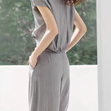 Casual flutter sleeve top with matching wide-leg pants set - liwisi