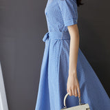 V-neck plaid dress