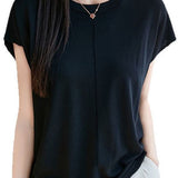 Minimalist versatile round neck top - liwisi