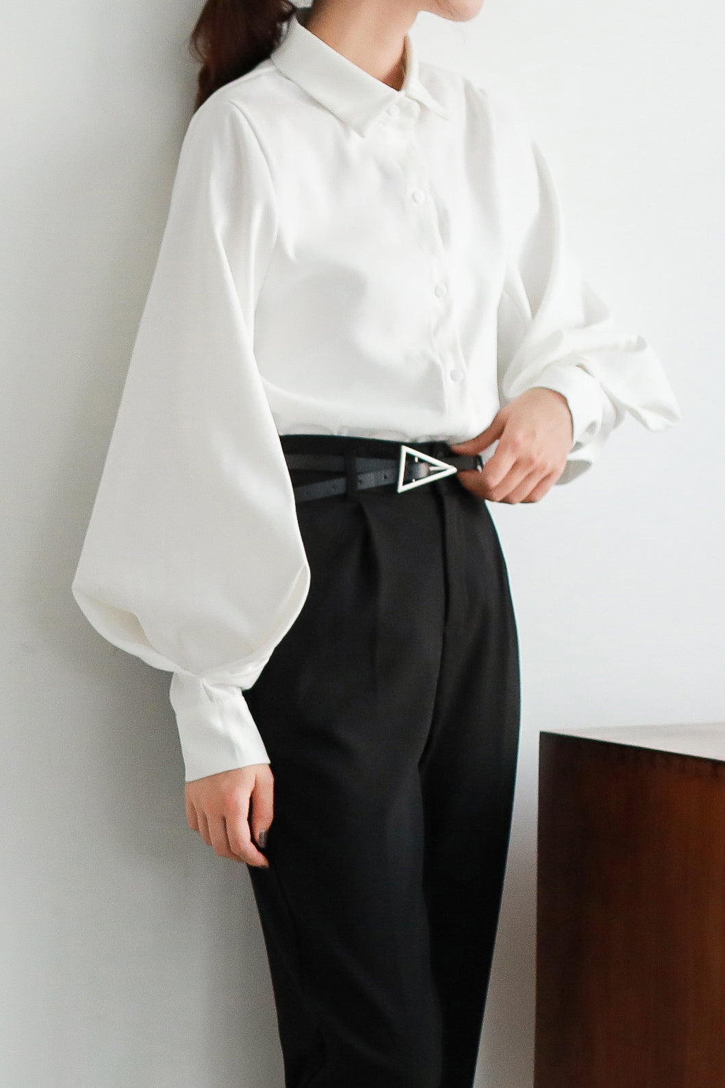 ランタンスリーブタック袖シンプルシャツ　3色入 - liwisi