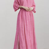 V-neck solid color loose dress
