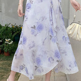 Printed ruffle tie skirt