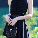 Halter neck clasp one-piece skirt swimsuit