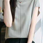 Minimalist versatile round neck top - liwisi