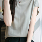 Minimalist versatile round neck top - liwisi