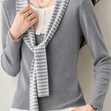Casual Striped Spliced Tie Knit Top