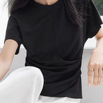 Minimalist versatile asymmetrical T-shirt - liwisi