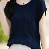Hollow lace knit T-shirt