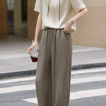 Minimalist color block satin two-piece set - liwisi