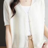 Lightweight short sun protection knitted sweater