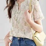 Round neck floral print top