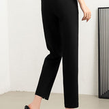 Solid color straight leg nine-point pants
