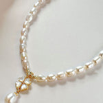 Natural freshwater pearl beaded four-leaf clover pendant necklace - liwisi