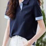American faux two-piece polo collar short sleeve
