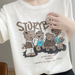 Lettered bear graphic short sleeve T-shirt - liwisi