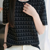 Round neck short sleeve knitted T-shirt