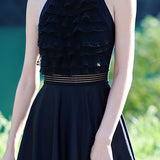 Halter neck clasp one-piece skirt swimsuit