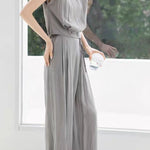 Casual flutter sleeve top with matching wide-leg pants set - liwisi