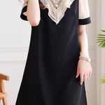 Elegant patchwork short sleeve dress - liwisi