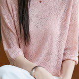 Hollow jacquard knitted T-shirt