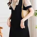 Elegant patchwork short sleeve dress - liwisi